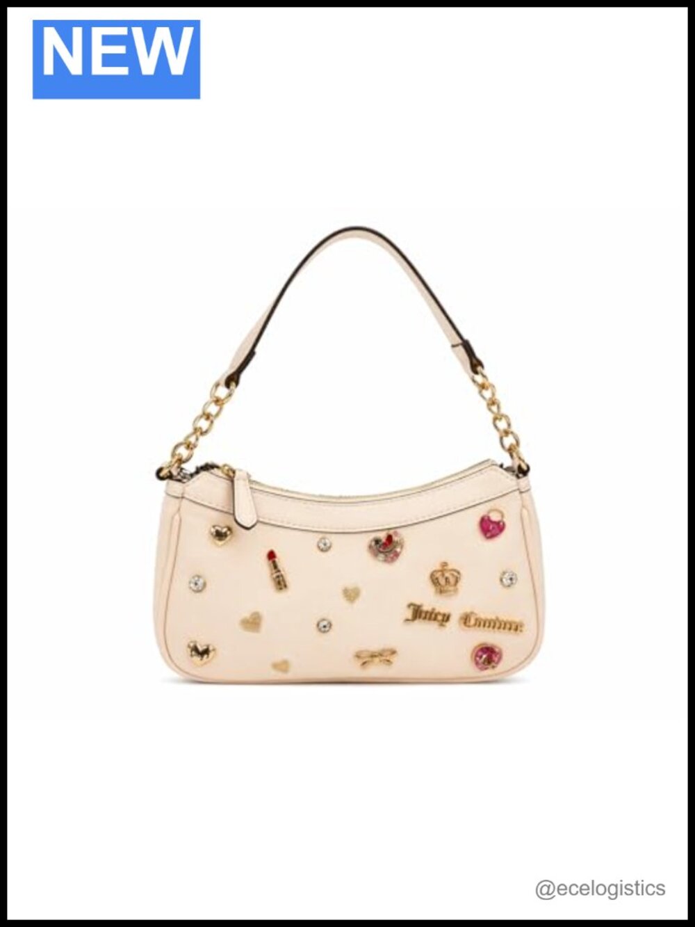 Faux Leather Chain Strap Shoulder Bag with Charm Embellishments